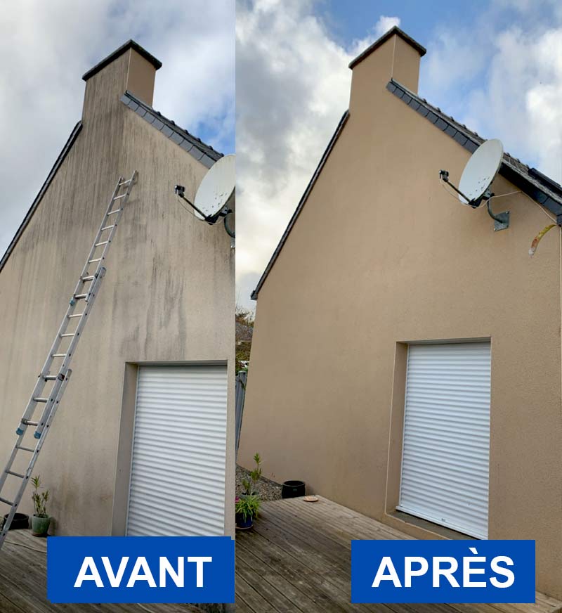Nettoyage et peinture façade - Ent Claudi Rénov : artisan peintre dans le Finistère (29)  Quimper … Quimper, Erdeven : Nettoyage, traitement anti-mousse, ravalement peinture façade. Imperméabilisation hydrofuge façade. 